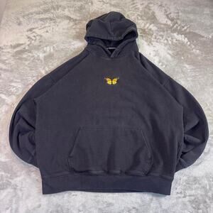 Brandy Melville Butterfly Hoodie Oversized Black Pullover Sweatshirt